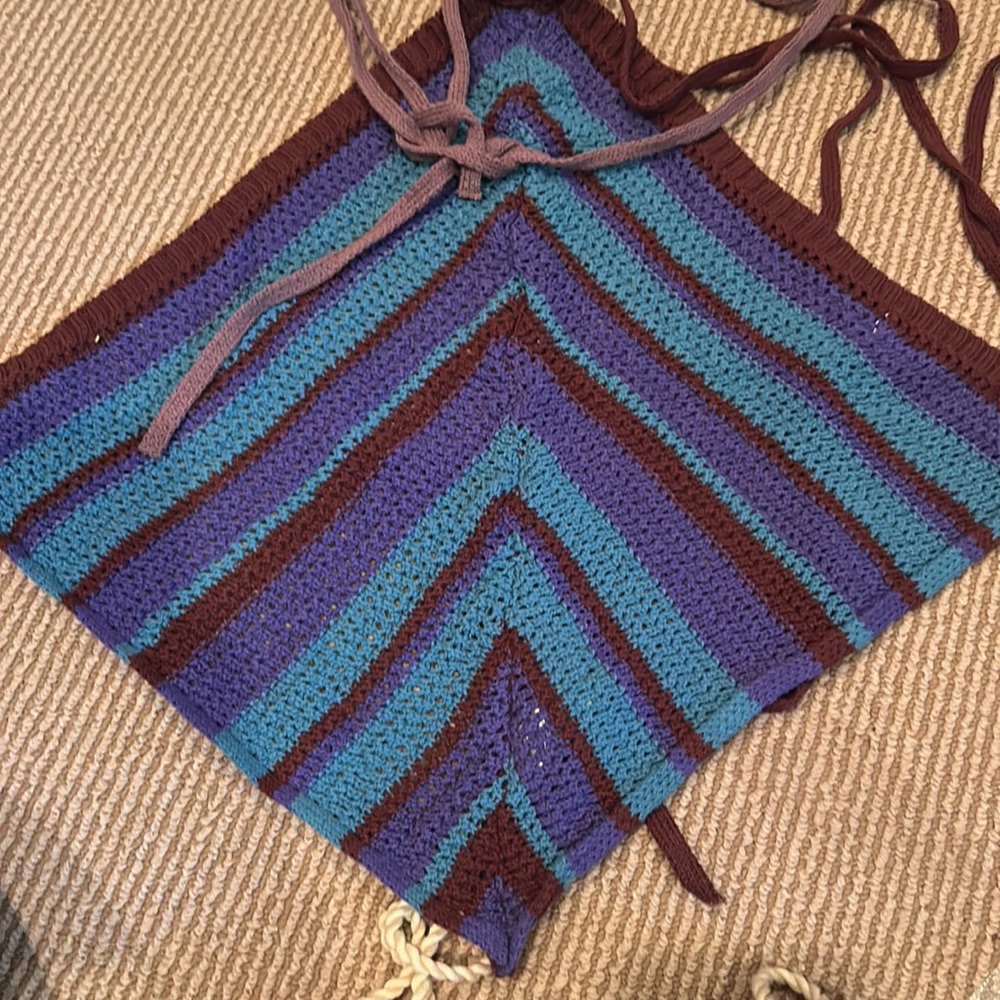 2 NWOT FREE PEOPLE beach June triangle crochet tops size medium - Picture 7 of 13